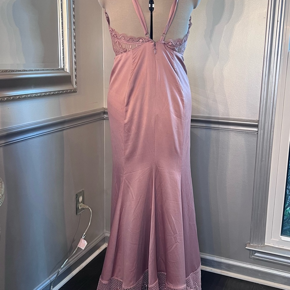 Free People Pink Plunge Neck Backless Gown - Picture 3 of 4